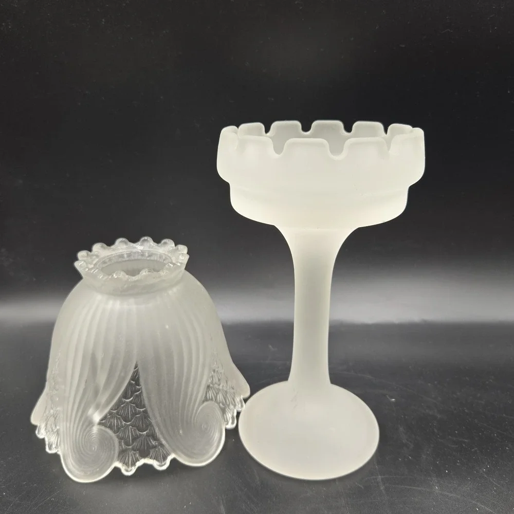 PartyLite VTG Fairy Light Lamp Frosted Clairmont Candle Holder 10x6